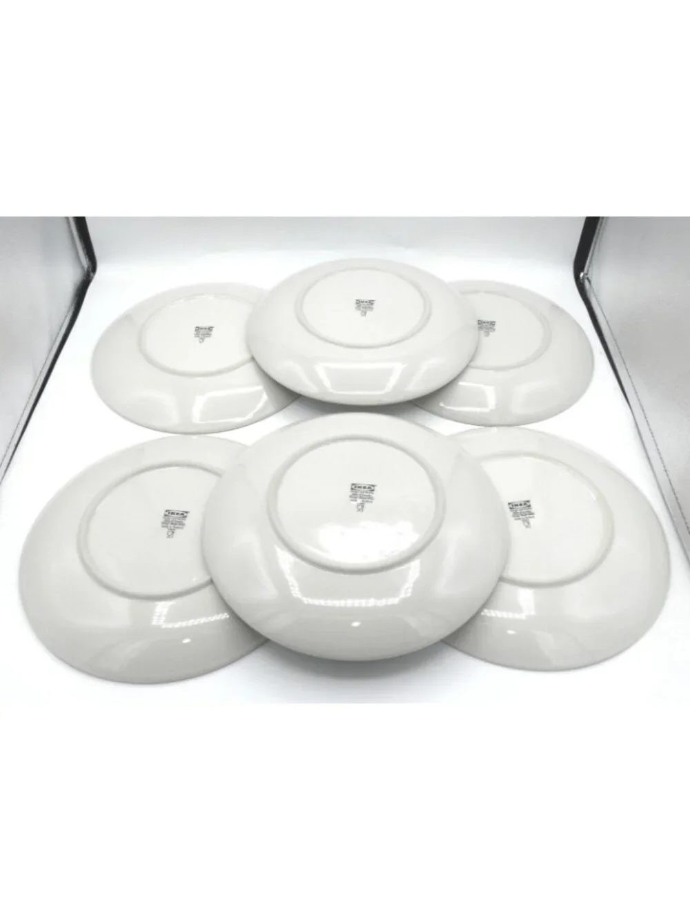 SET OF 6 - IKEA  9 inch Glossy Beige Luncheon/Salad Plates Maria Vinka 10866.